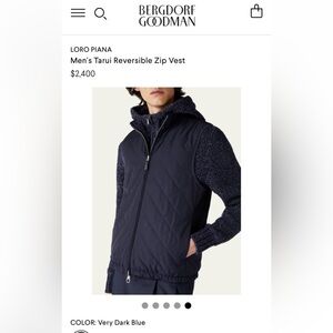 Loro Piana navy blue vest. Wool, silk, down. Size L